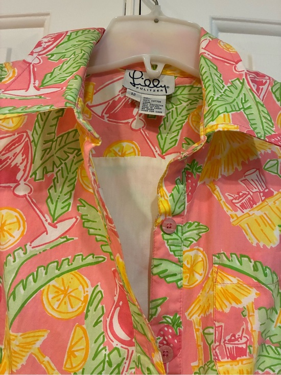 Lilly Pulitzer Dresses & Skirts - Lilly Pulitzer Pink Citrus & Palm Print Shirt dress